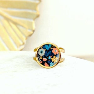 Anel de flor feminino elegante em ouro ou prata, joias boho feitas à mão, flores, anel de aço inoxidável, presente para ela, presente para a mãe