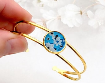 Bracelet jonc acier inoxydable pour femme, version or ou argent