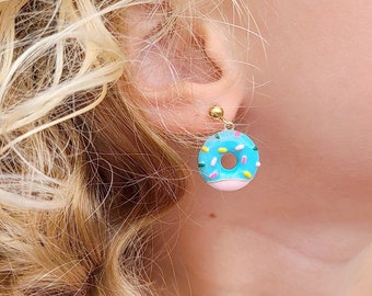 Boucles d'oreilles enfants pendantes donut sucré pour fille