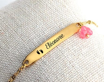 Bracelet gourmette à graver prénom personnalisé pour femme, bijoux à message personnalisé