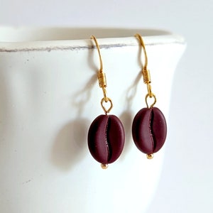 Coffee bean earrings for women, fun quirky jewelry, coffee jewelry, gift for her, handmade jewelry, quirky jewelry, fun, kawaii