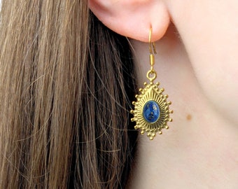 Boucles d'oreilles gouttes Lapis Lazuli pour femme