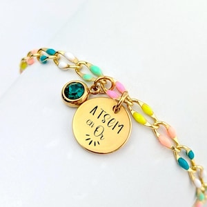 Personalized teacher bracelet, ATSEM gift, Nanny gift idea, end of year gift, Super teacher, personalized jewelry, teacher gift