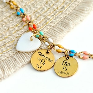 Personalized teacher bracelet, personalized gift, teacher gift, ATSEM gift, Nanny gift idea, end of year gift Super teacher