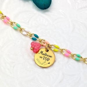 Personalized teacher bracelet, gift for the teacher, ATSEM gift, Nanny gift idea, end of year, personalized teacher gift