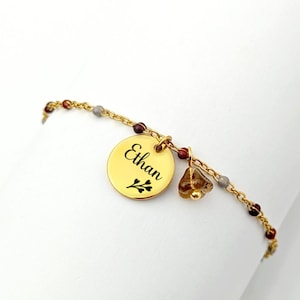 Pulsera personalizada para mujer, joyería grabada personalizada con medalla con nombre personalizable, joyería personalizada, regalo para mamá, regalo de nacimiento, para ella