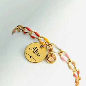 Personalized women's bracelet, colorful bracelet with engraved name, Gift idea for mom, Mother's Day, personalized jewelry, unique gift
