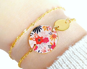 Bracelet bohème fleurs résine pour femme