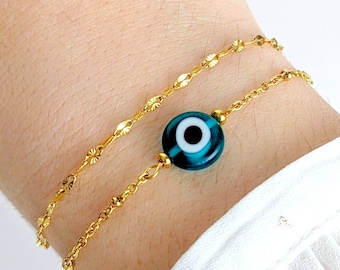 Bracelet œil de protection bleu lagon pour femme