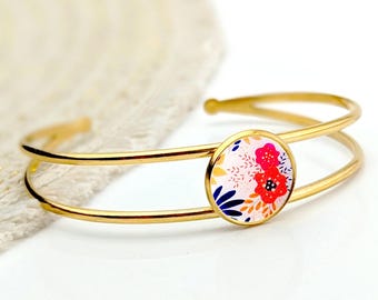 Bracelet jonc acier inoxydable pour femme, version or ou argent