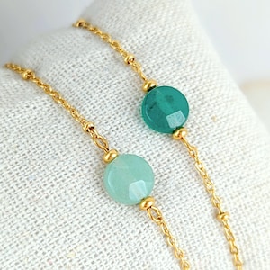 Green and gold bracelet for women, green aventurine pearl and stainless steel bracelet, gift idea for her, minimalist and elegant jewelry