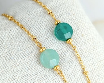 Bracelet pierre naturelle en aventurine verte pour femme