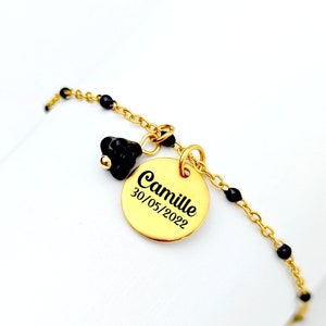 Pulsera personalizada para mujer, joyería grabada con nombre personalizable, pulsera de madrina, regalo de nacimiento, pulsera de medalla, para ella