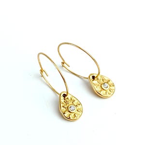 Hoop earrings and drop pendants for women, summer jewelry, gold stainless steel jewelry, gift for her, fashion jewelry