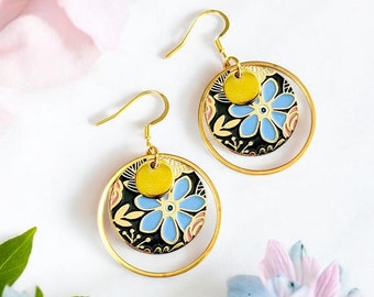 Boucles d'oreilles fleurs couleurs pastel pour femme