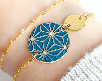 Bracelet étoiles japonaises bleu paon pour femme