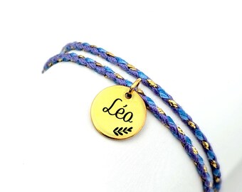 Bracelet personnalisé double cordon en coton tressé pour femme