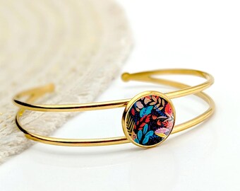 Bracelet jonc acier inoxydable pour femme, version or ou argent