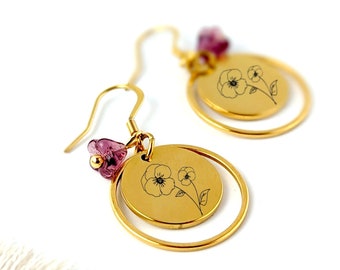 Boucles d'oreilles fleurs de naissance pour femme