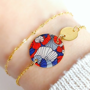 Blue and red Japanese style women's bracelet, colorful fantasy bracelet, minimalist jewelry, gift for her, jewelry gift, women's gift