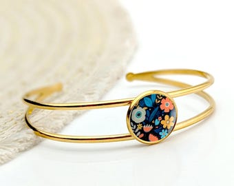 Bracelet jonc acier inoxydable pour femme, version or ou argent