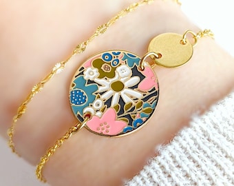Bracelet boho chic pour femme fleurs pastel