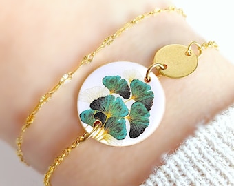 Bracelet feuilles de ginkgo pour femme