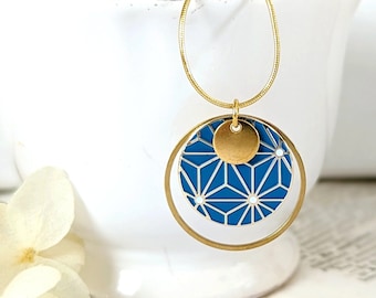 Collier or avec pendentif étoiles bleu paon pour femme