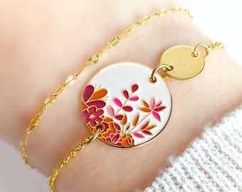 Bracelet boho coloré émaillé fleurs pour femme