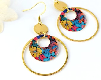 Boucles d'oreilles fleurs pop pour femme, cadeau femme, boucles d'oreilles colorées, cadeau pour elle, bijoux boho, cadeau pour maman