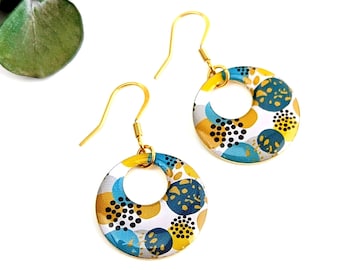 Boucles d'oreilles colorées à pois pour femme