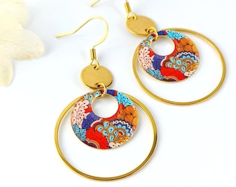 Boucles d'oreilles multicolores pour femme, cadeau femme, boucles oreilles boho, bijou coloré, idée cadeau pour elle, bijoux bohème chic