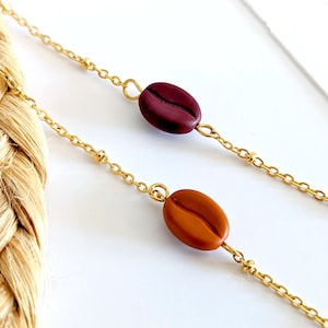 Koffieboon armband, damesarmband, gastronomische sieraden, bijzondere sieraden, leuk, eigenzinnig, grappig cadeau, voor koffieliefhebbers