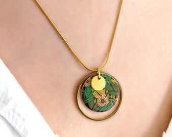 Collier pendentif à motif "Jungle tropicale" pour femme
