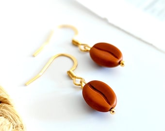 Boucles d'oreilles grains de café marron clair pour femme