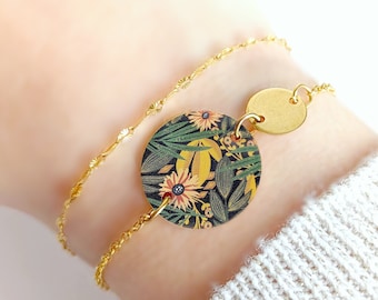 Bracelet feuilles et fleurs tropicales "Jungle chic" pour femme