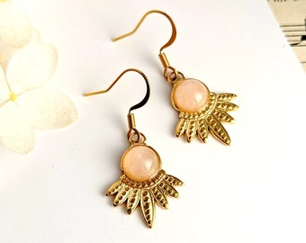 Boucles d'oreilles pierre naturelle rose pour femme