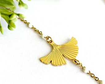 Bracelet minimaliste ginkgo femme