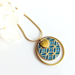 Duck blue enamel pendant necklace for women, Japanese style jewelry, gift for her, birthday gift, for women, boho chic jewelry