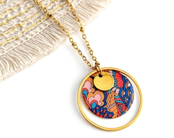 Collier chaîne et pendentif en acier inoxydable pour femme