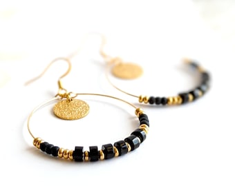 Boucles d'oreilles perles d'onyx pour femme