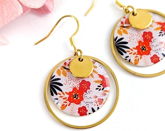 Boucles d'oreilles colorées pour femme style gipsy fleurs bohème chic, idée cadeau femme, cadeau bijou original pour elle, bijoux boho