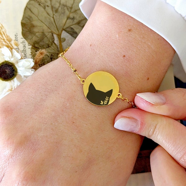 Bracelet chat noir pour femme, bijou boho chic, amoureux des chats, bijou animal fait main et minimaliste, cadeau pour elle, bijoux chats