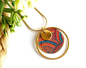 Collier Doré Ajustable 40+5 Cm - Pendentif Pierres Multicolores, Neuf Avec étiquettes