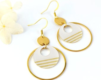 Boucles d'oreilles rayures or pour femme