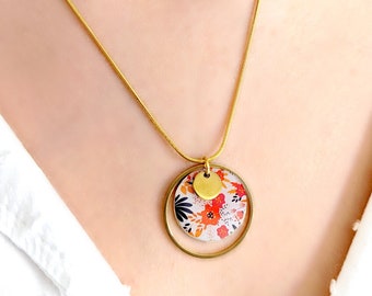 Collier pendentif à motif floral pour femme