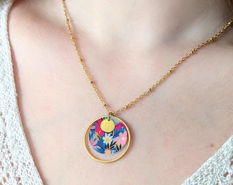 Collier chaîne et pendentif en acier inoxydable pour femme