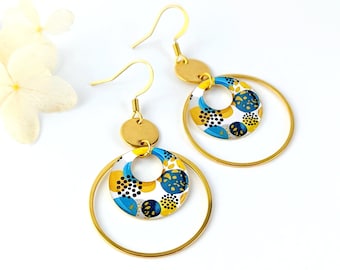 Boucles d'oreilles grandes créoles fantaisie colorées pour femme