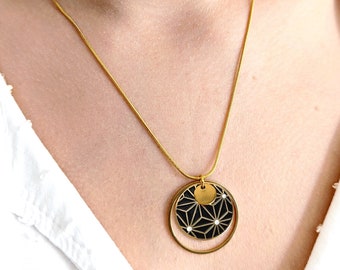 Collier pendentif étoiles noir et or pour femme