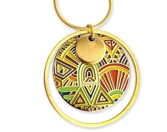 Collier pendentif ethnique motif aztèque pour femme